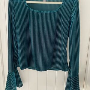 Teal Velvet Striped Top